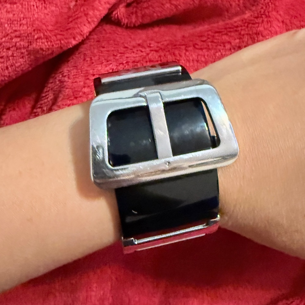 Vintage DOLCE & GABBANA Black Lucite Chrome Buckle Bracelet